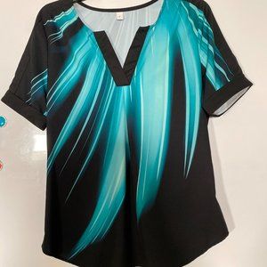 Zulily black/aqua tunic small